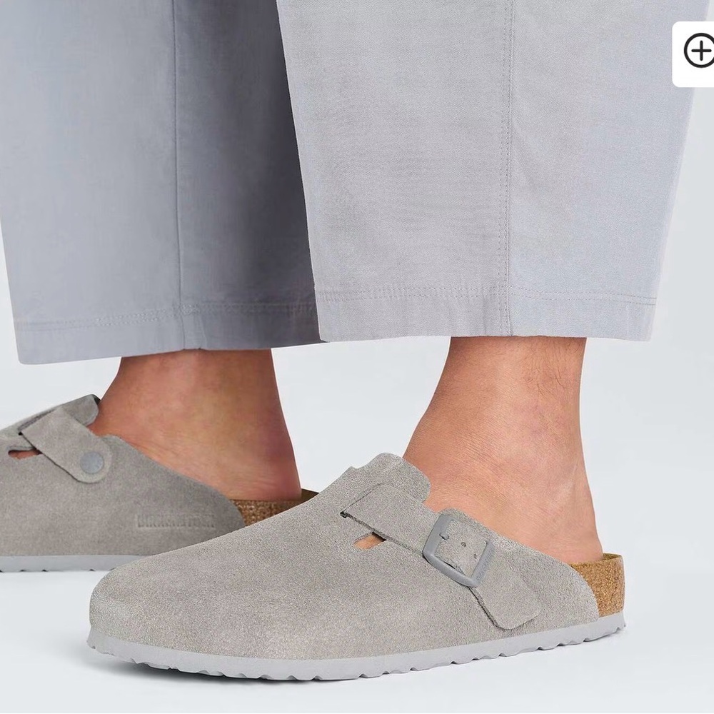 Birkenstock Light Gray Suede Men's Slip-Ons
